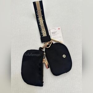 lululemon athletica Dual Pouch Keychain Black Wristlet with Gold
